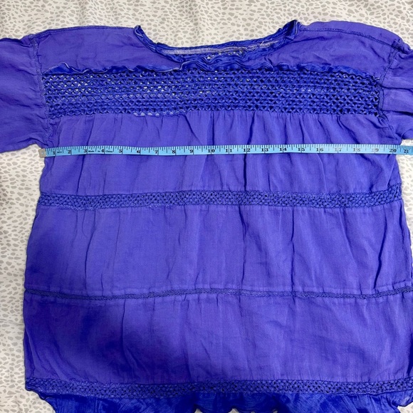 Isabel Marant Chay Striped Lattice Inset Peasant Blouse Purple Women’s Size 8/40 - Picture 4 of 6